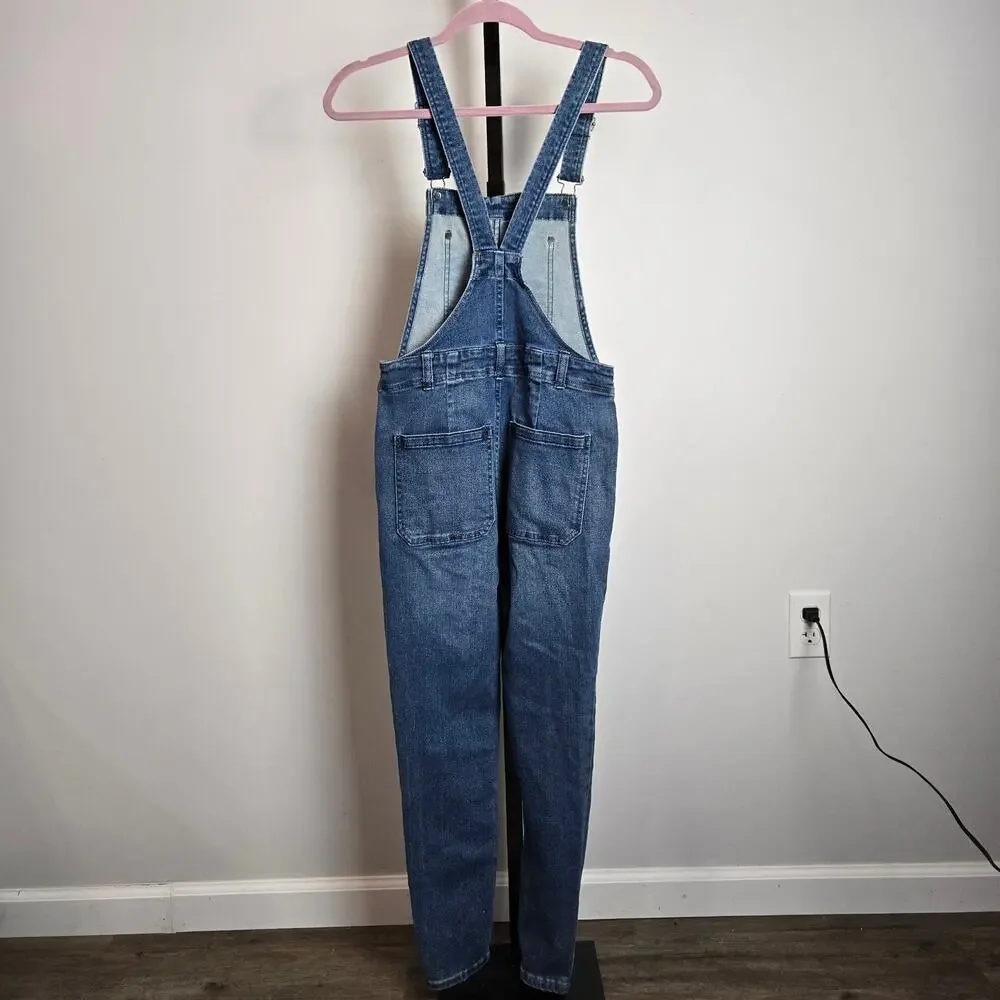 Free People Skinny Denim Jean Overalls‎ Bibs Mid Rise 27 OB824322